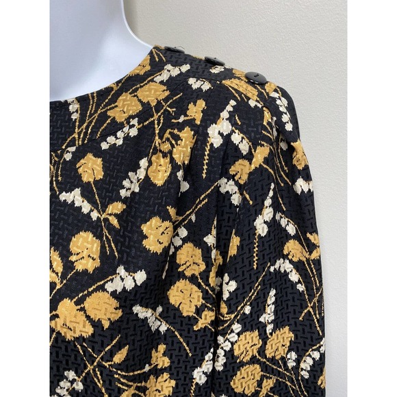 Liz Claiborne Vintage 100%Silk Embossed Floral Print Shift Midi Dress ~ 8 - Picture 2 of 6